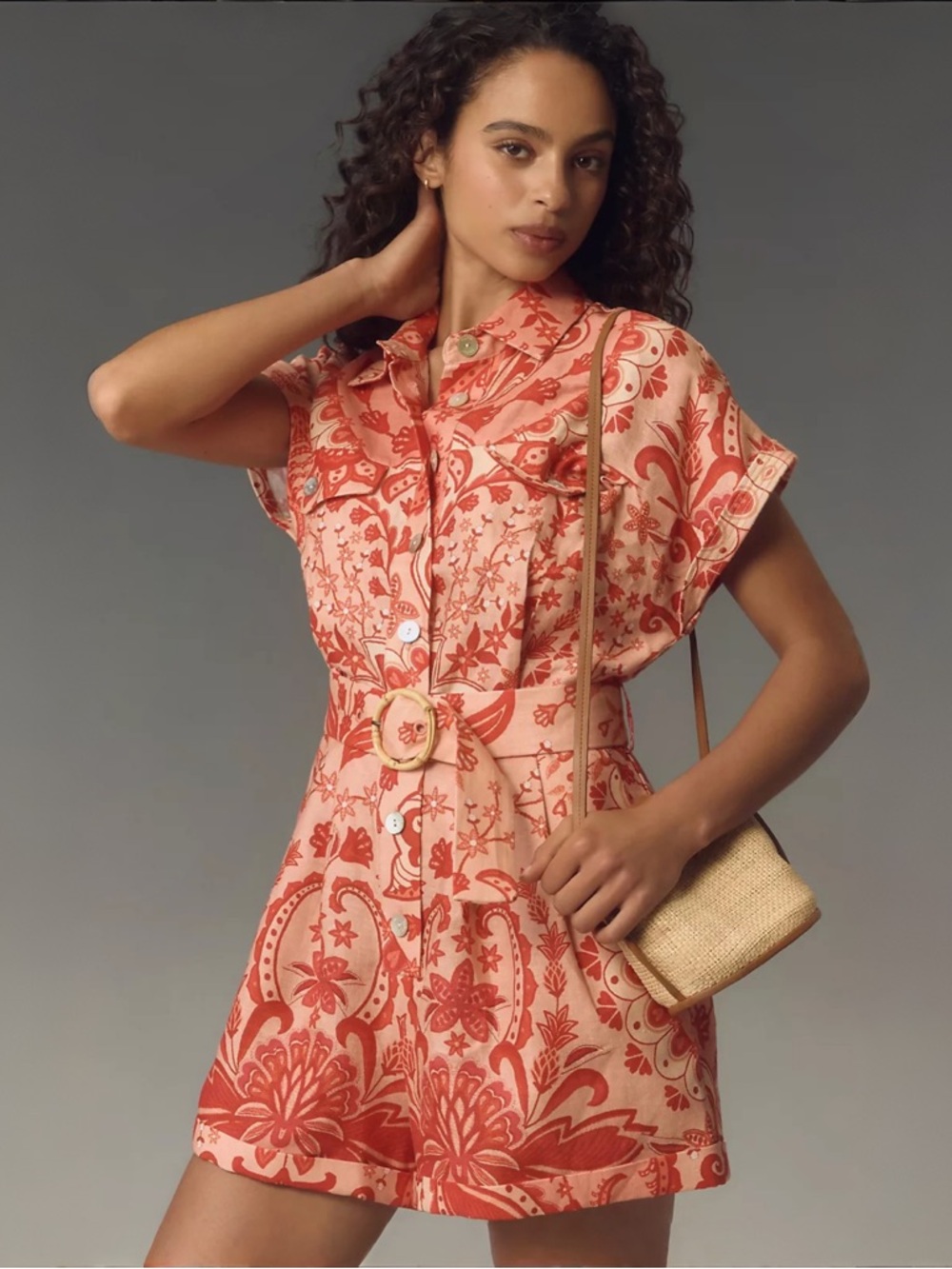 FARM Rio Jaipur Linen Romper Sz M Anthropologie